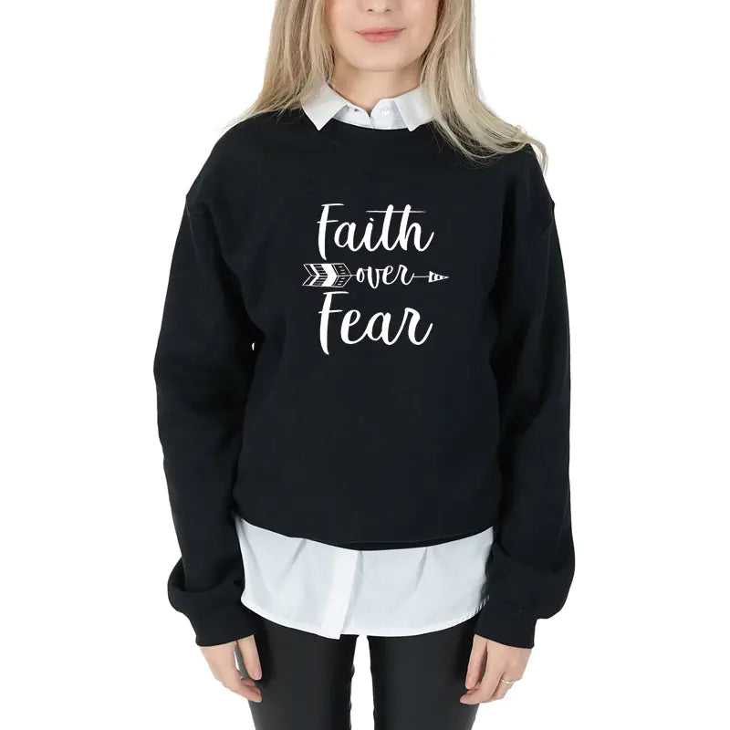 "Faith Over Fear Loose Cotton Graphic T-Shirt"