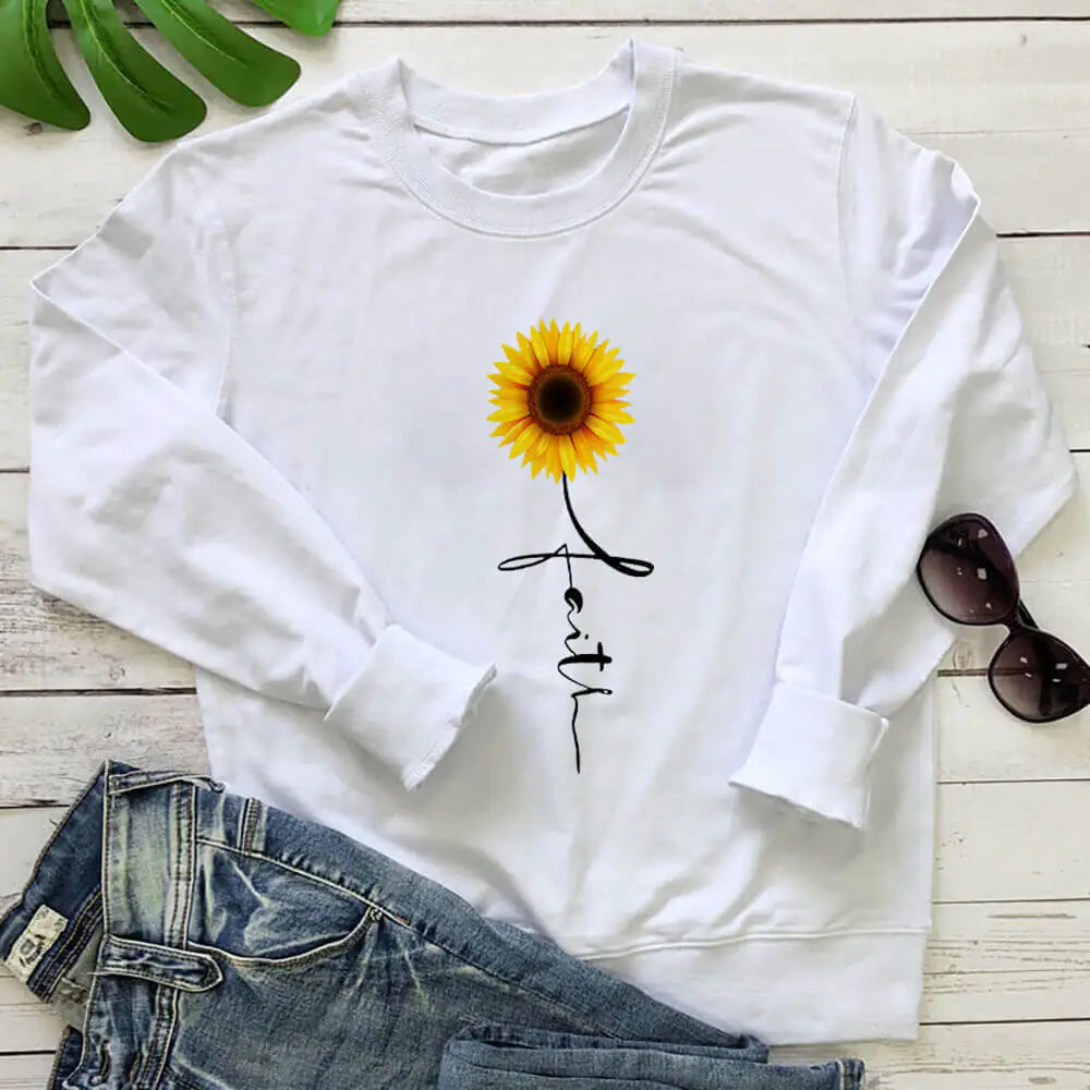 Fashionable Faith Sunflower Sweatshirt for Women