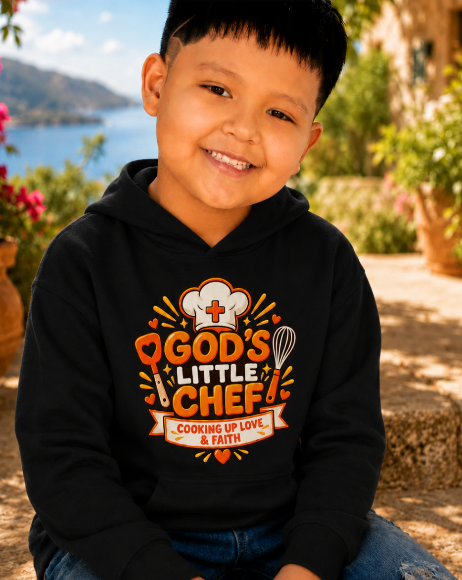 God’s Little Chef™ Youth Hoodie | Cooking Up Love & Faith | The Star King Collective