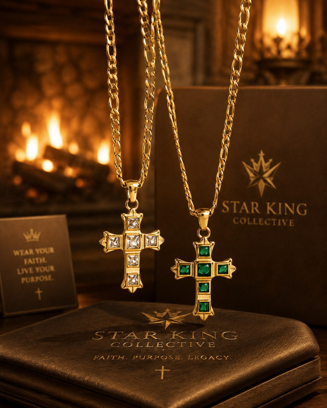 Radiant Faith™ Zircon Cross Pendant Necklace – 18K Gold-Plated Stainless Steel