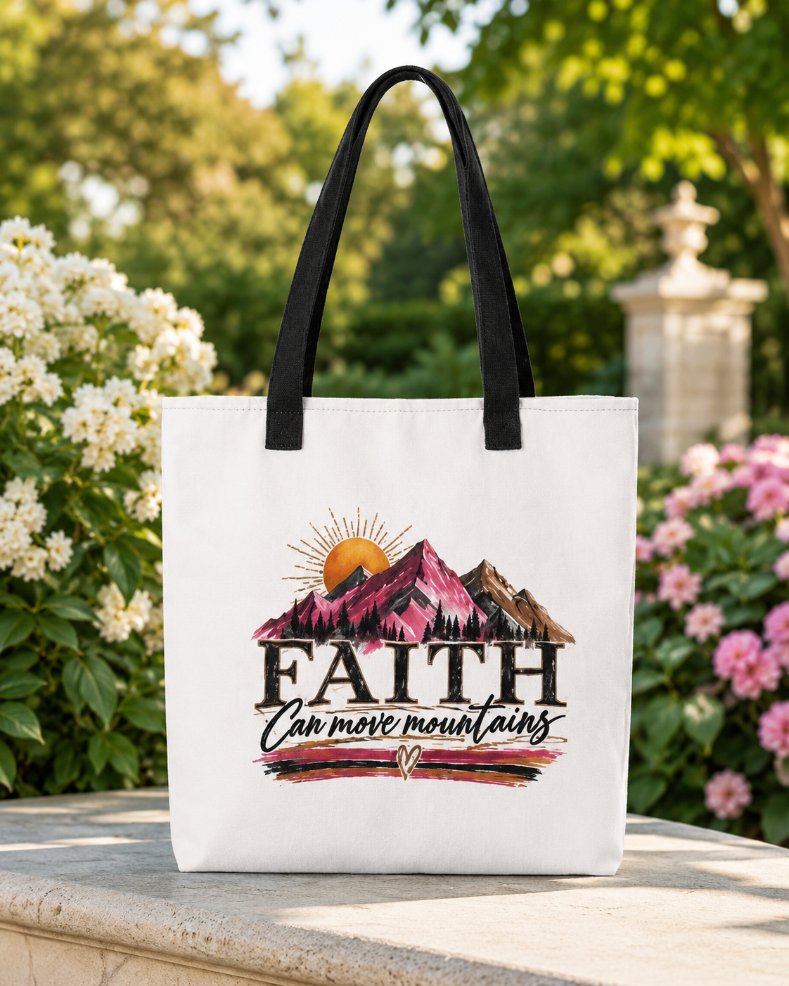 Faith Can Move Mountains™ Tote Bag | Matthew 17:20 | The Star King Collective