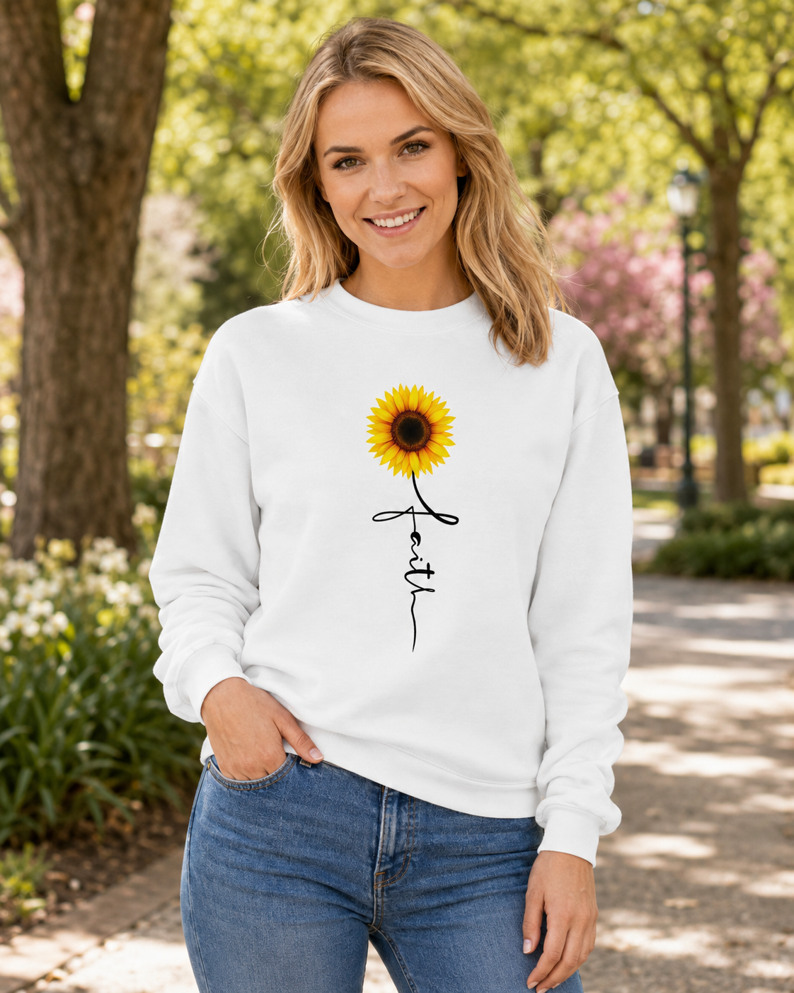 Faith Blooms™ Sunflower Premium Sweatshirt | The Star King Collective