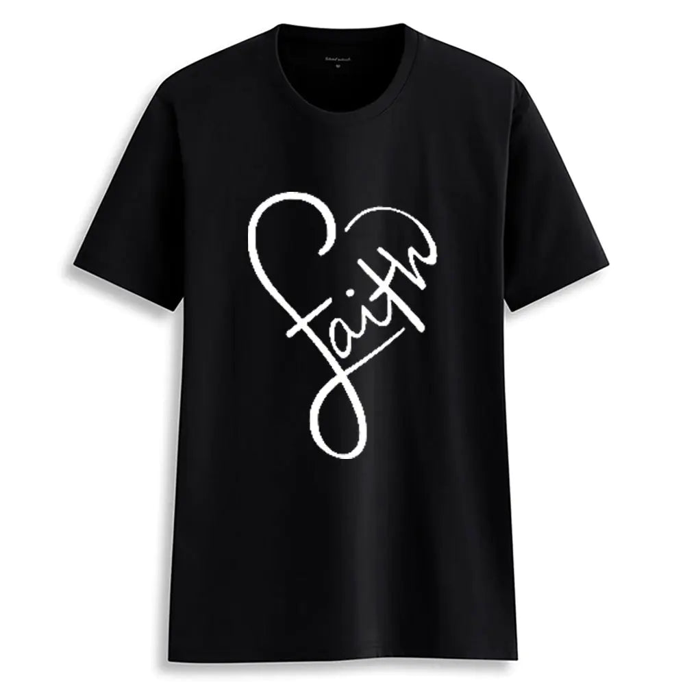 Women's Cross Faith T-Shirt, - Soft Cotton Christian Tee (Summer Short Sleeve)