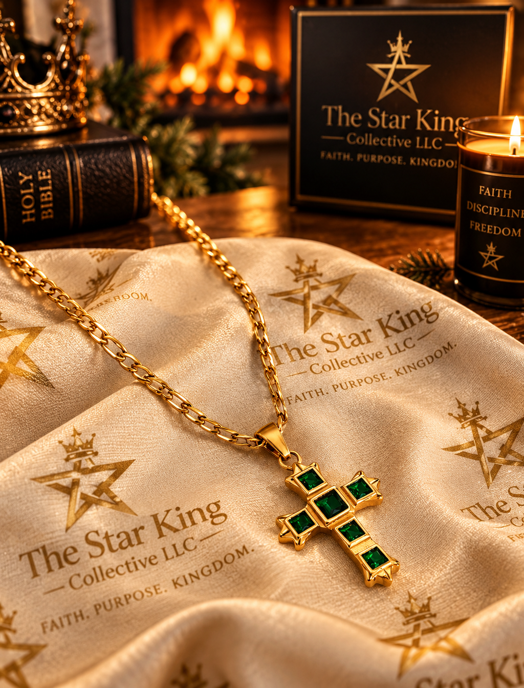 Radiant Faith™ Zircon Cross Pendant Necklace – 18K Gold-Plated Stainless Steel