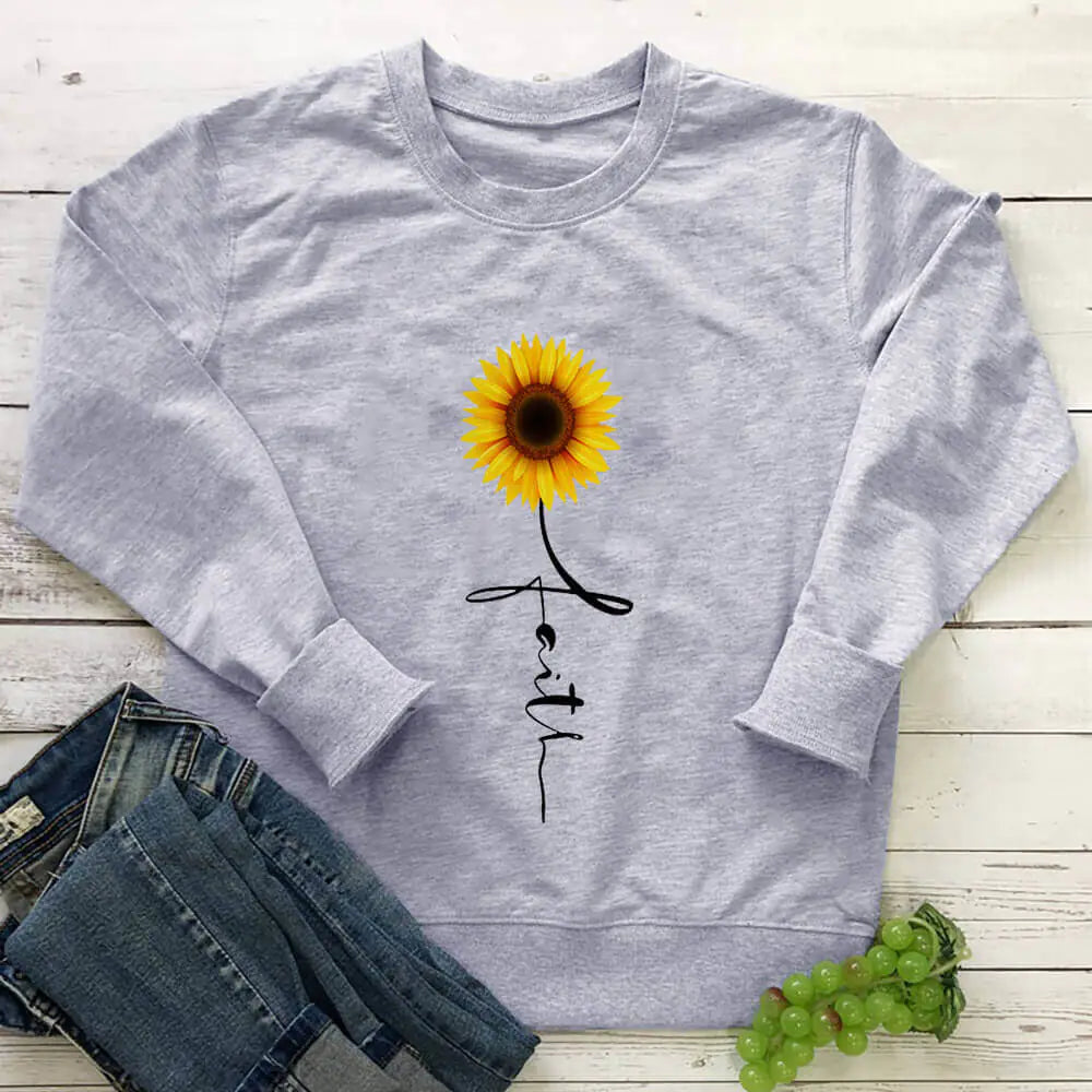 Fashionable Faith Sunflower Sweatshirt for Women