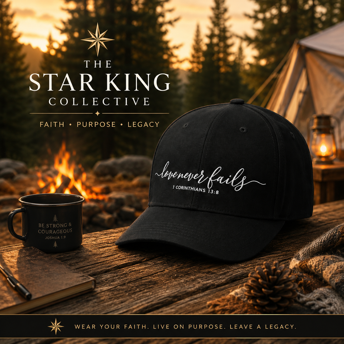 Love Never Fails™ Structured Camo Cap – 1 Corinthians 13:8