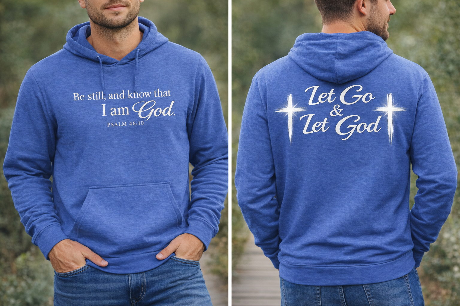 Let Go & Let God Unisex Hooded Long Sleeve Tee | Faith Apparel – Bella Canvas 3512 | The Star King Collective