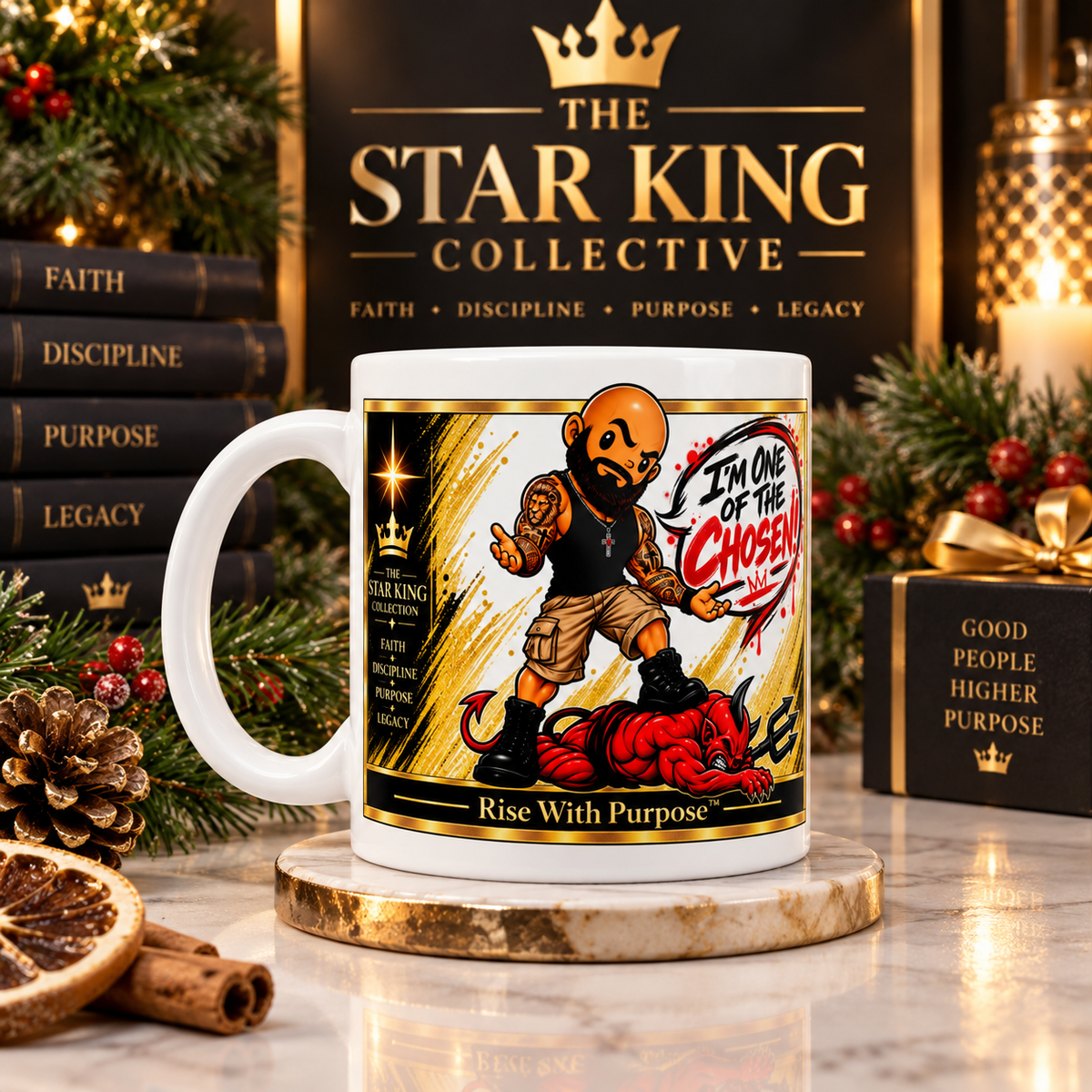 Star King Warrior™ Statement Mug | Bold Red & Black Graphic | The Star King Collective