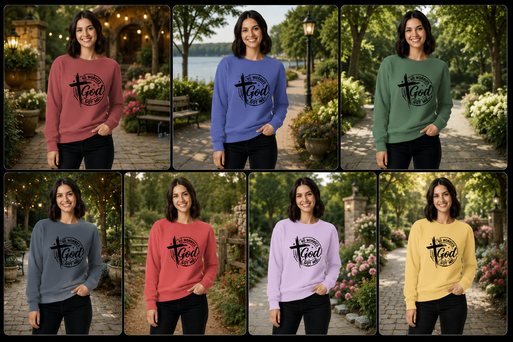 No Worries, God Got Me™ Garment-Dyed Sweatshirt | The Star King Collective