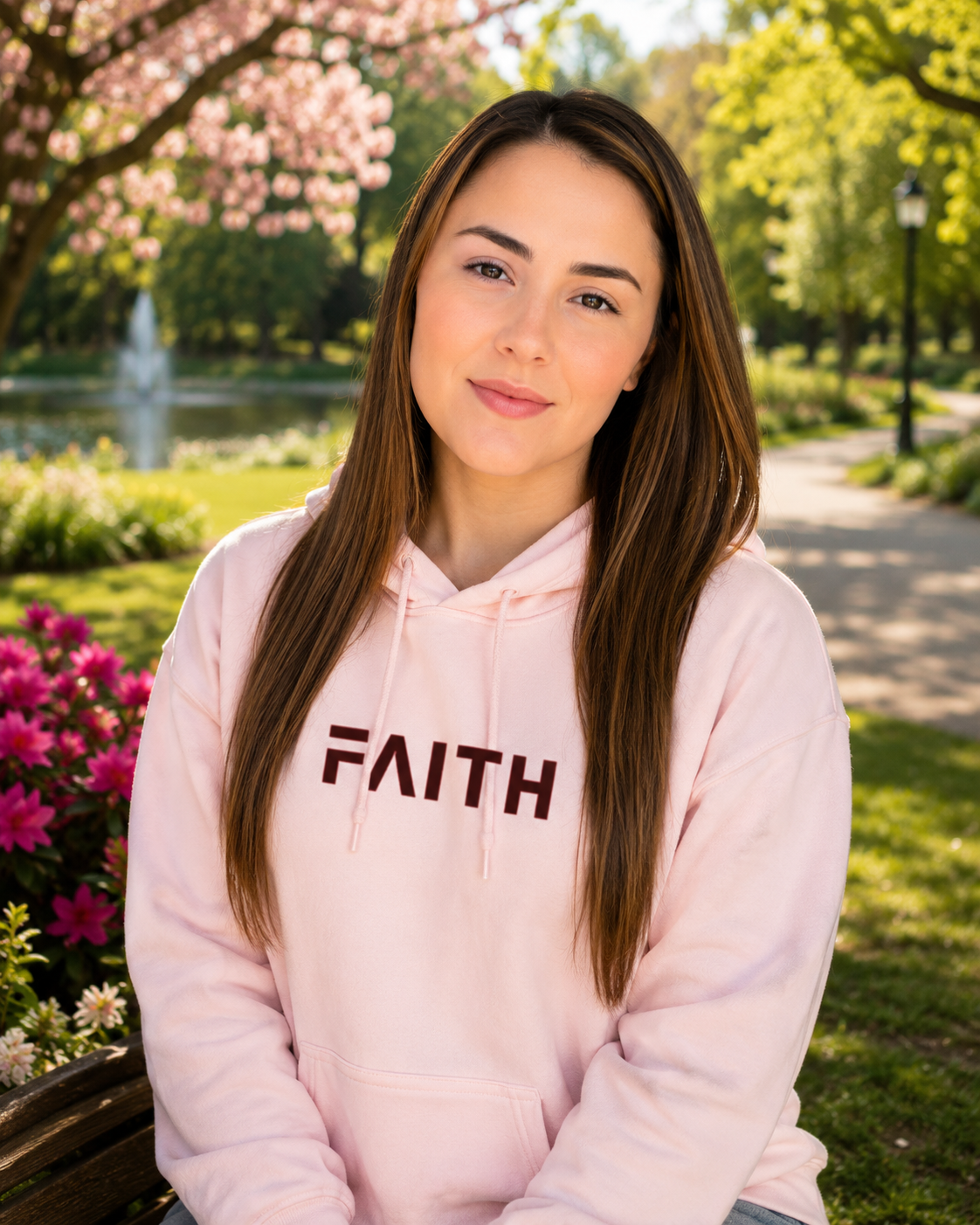 Autumn Winter Faith Letter Print Hooded Sweatshirt