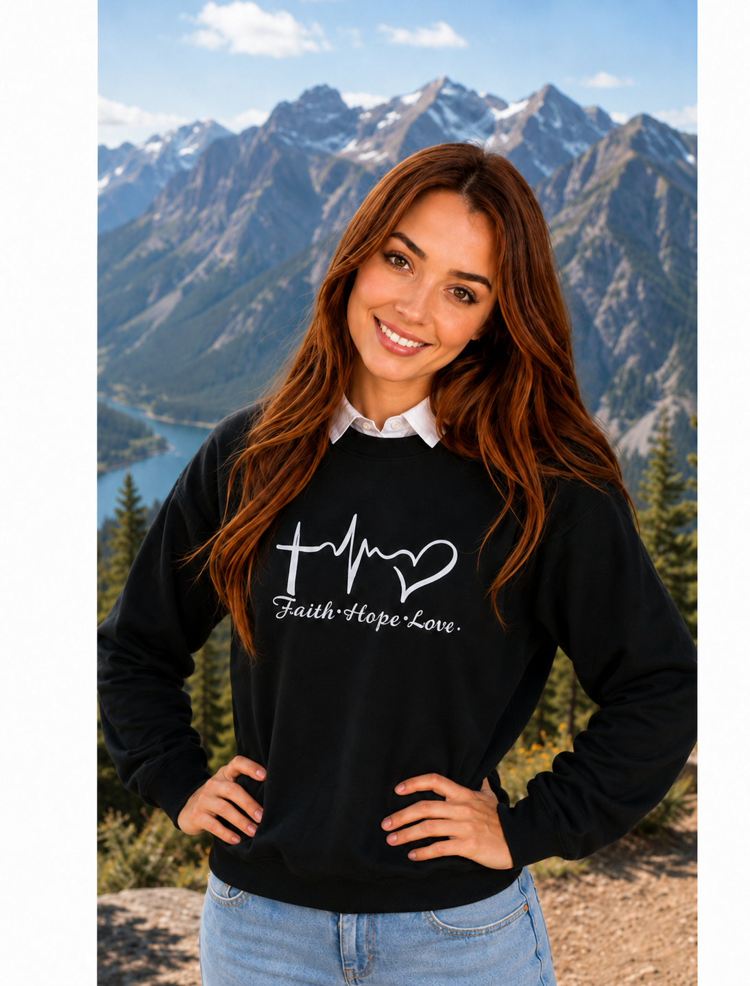 Faith Hope Love Graphic Long Sleeve Sweatshirt