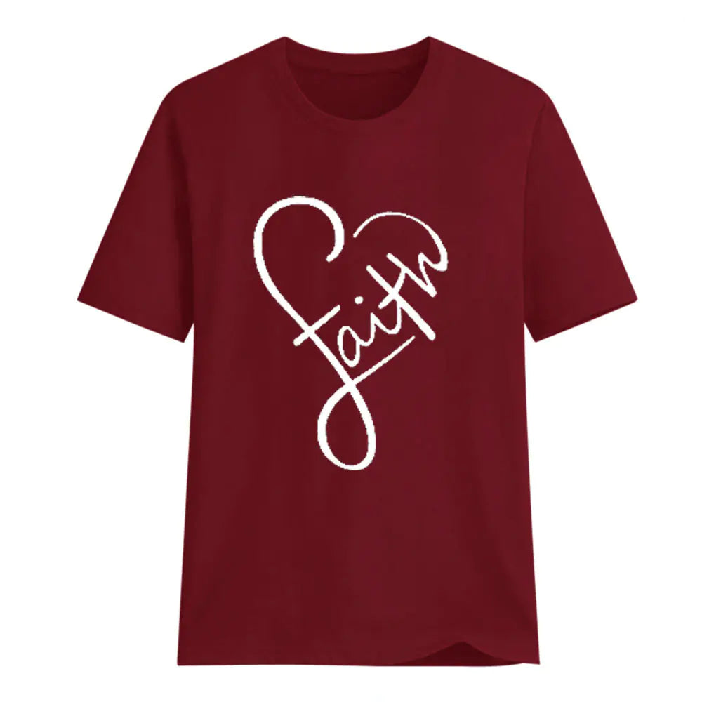 Women's Cross Faith T-Shirt, - Soft Cotton Christian Tee (Summer Short Sleeve)