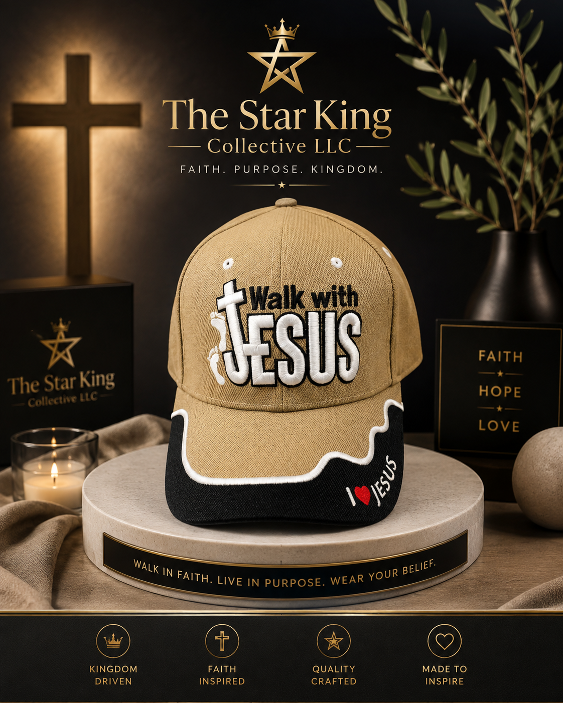 Walk With Jesus™ Faith Hat | Faith Over Fear Christian Cap