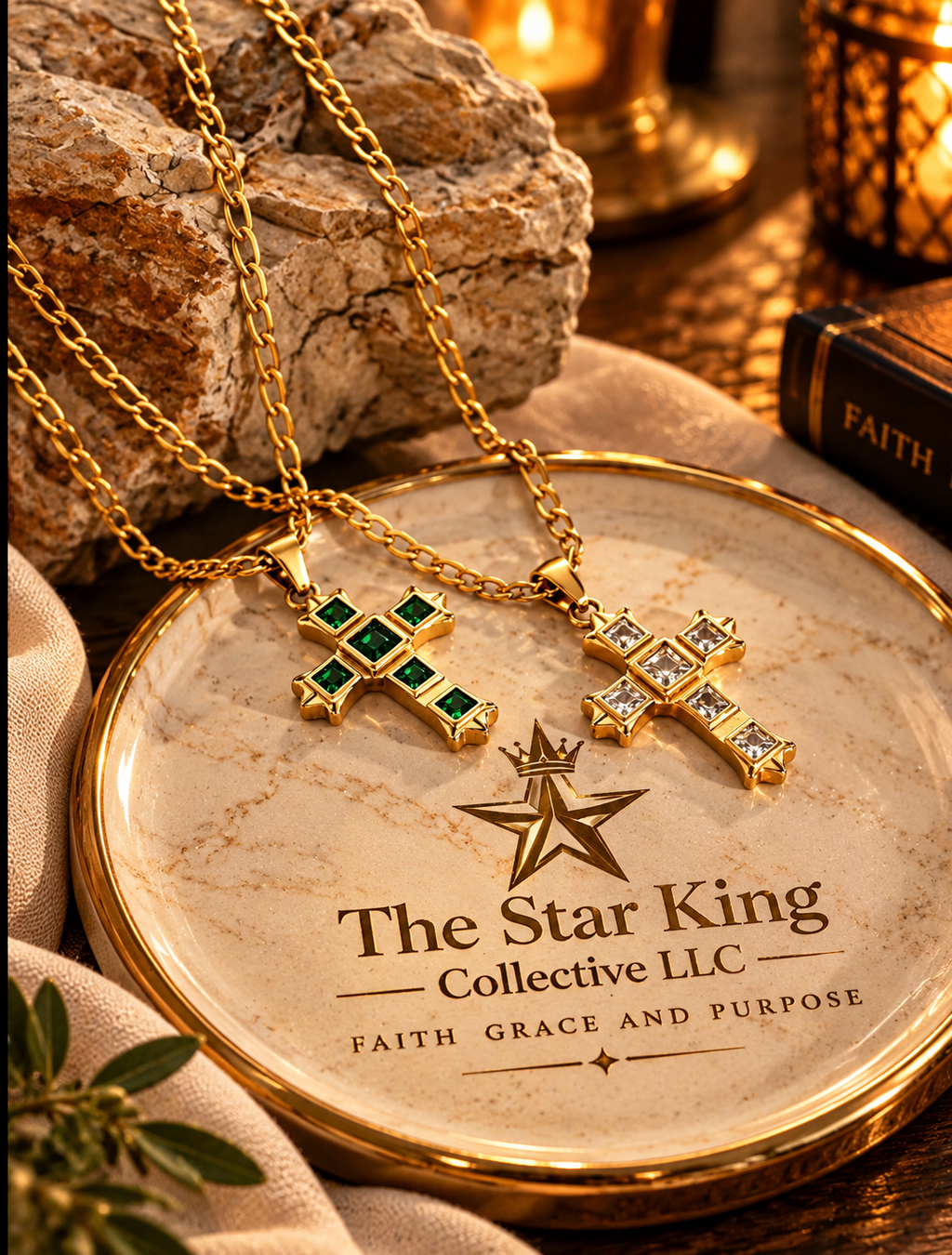 Radiant Faith™ Zircon Cross Pendant Necklace – 18K Gold-Plated Stainless Steel