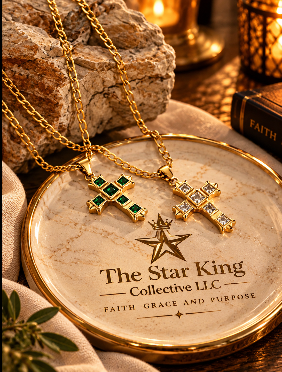Radiant Faith™ Zircon Cross Pendant Necklace – 18K Gold-Plated Stainless Steel