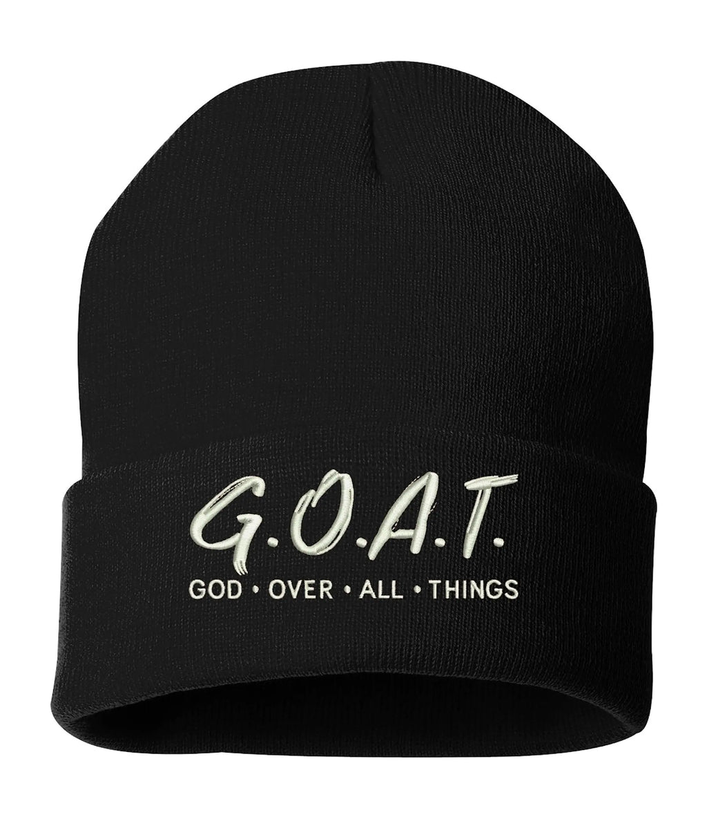 ALLNTRENDS God Over All Things Beanie Hat Christian Warm Winter Cap (Black)