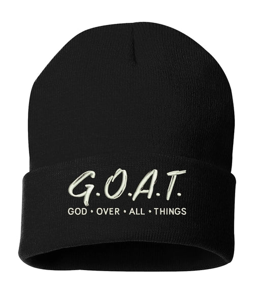 ALLNTRENDS God Over All Things Beanie Hat Christian Warm Winter Cap (Black)