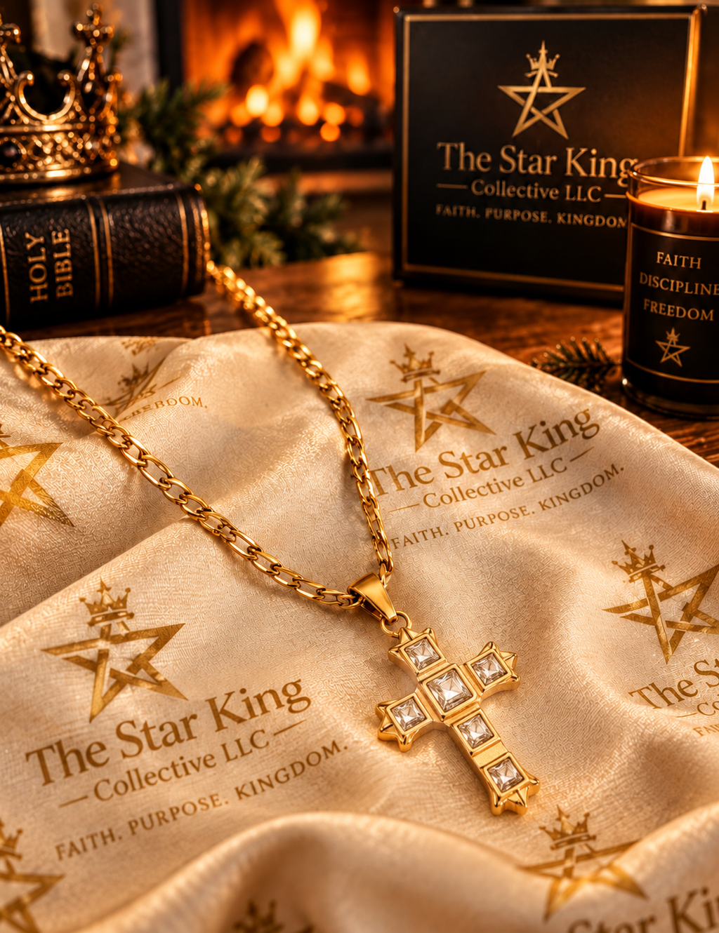 Radiant Faith™ Zircon Cross Pendant Necklace – 18K Gold-Plated Stainless Steel
