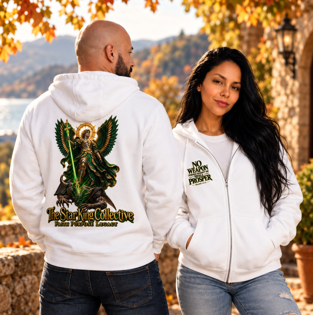 No Weapon Formed™ Isaiah 54:17 Premium Full-Zip Hoodie | Archangel Faith Hoodie  Product Description