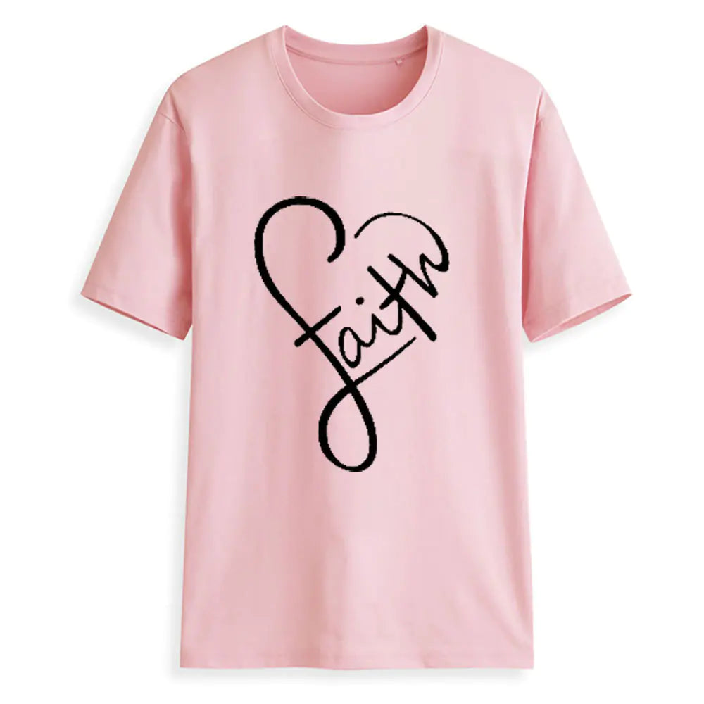 Women's Cross Faith T-Shirt, - Soft Cotton Christian Tee (Summer Short Sleeve)