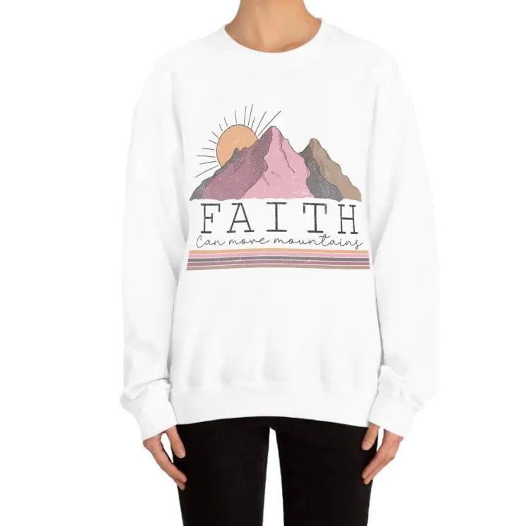 Faith Can Move Mountains Graphic Cartoon Sweatshirt