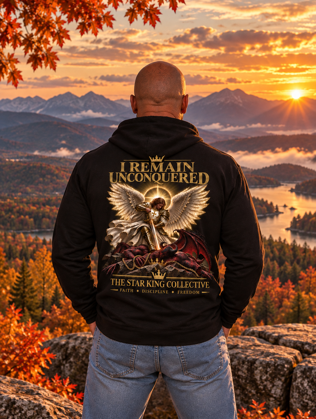 INVICTUS MANEO™ “I Remain Unconquered” Hooded Long-Sleeve Tee | The Star King Collective