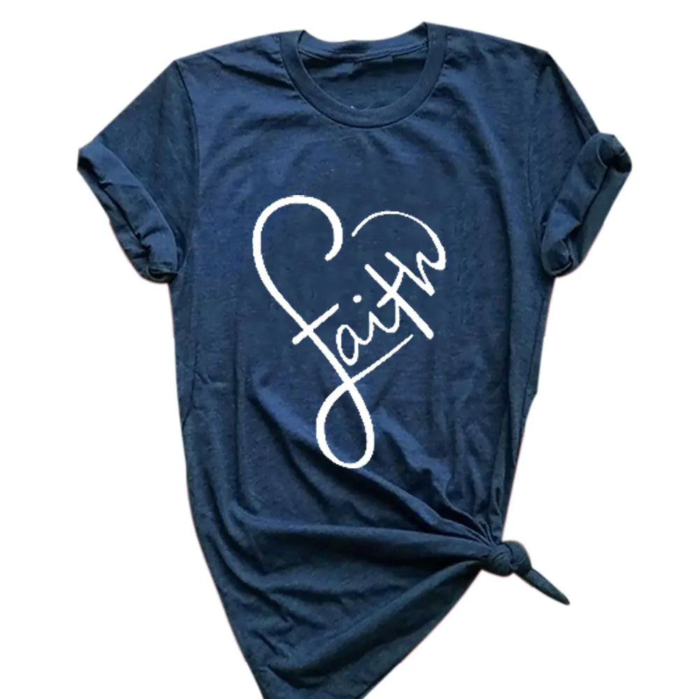 Women's Cross Faith T-Shirt, - Soft Cotton Christian Tee (Summer Short Sleeve)