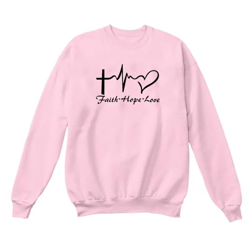 Faith Hope Love Graphic Long Sleeve Sweatshirt