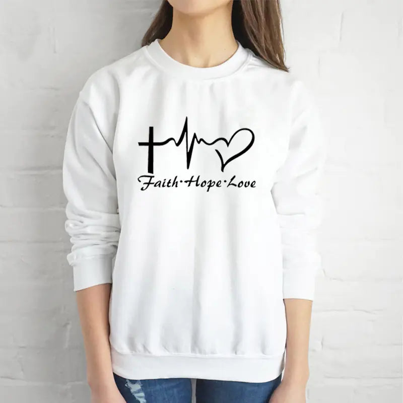 Faith Hope Love Graphic Long Sleeve Sweatshirt