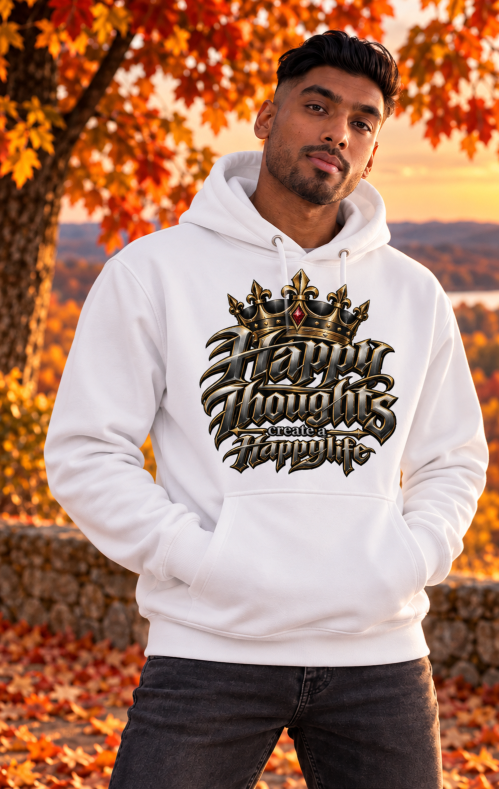 Happy Thoughts™ Create a Happy Life Premium Hoodie | The Star King Collective